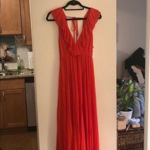 Zara V-neck orange dress